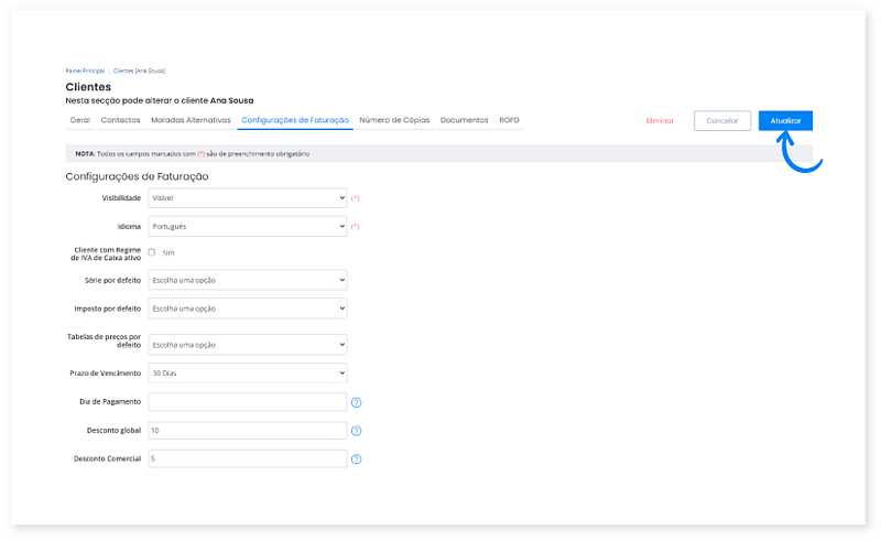 Como aplicar um desconto por defeito a um cliente 8